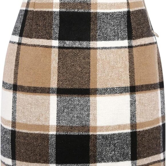 Womens Plaid Skirt 2025 Fall Dress Winter High Waisted Mini Wool Bodycon Pencil - Picture 1 of 6